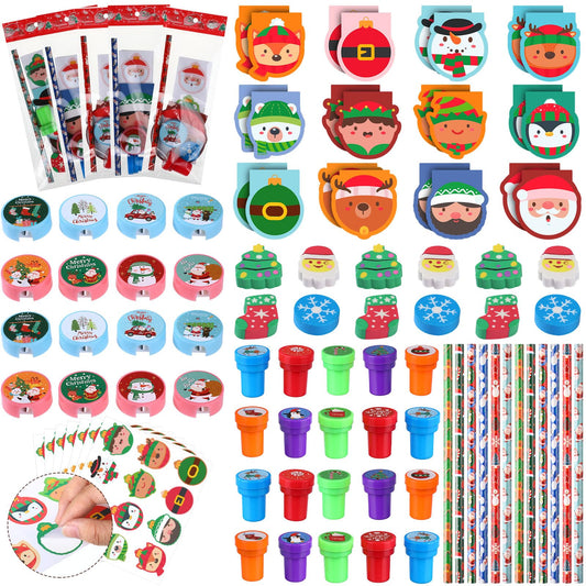 Funrous 192-piece Christmas stationery set packshot, ideal for classroom rewards and party favors.