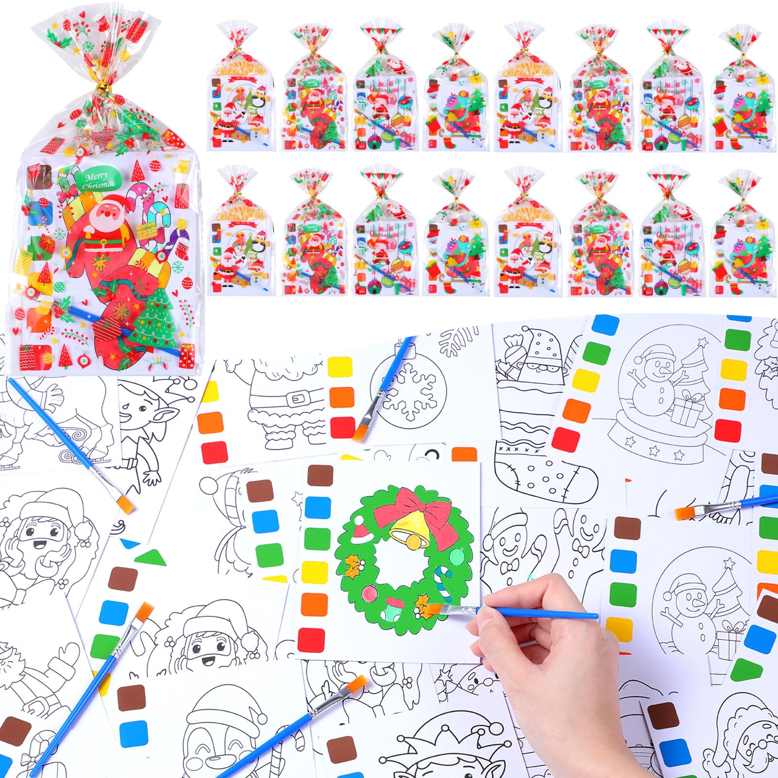 Funrous Christmas paint kit contents with 32 sets for festive crafts.