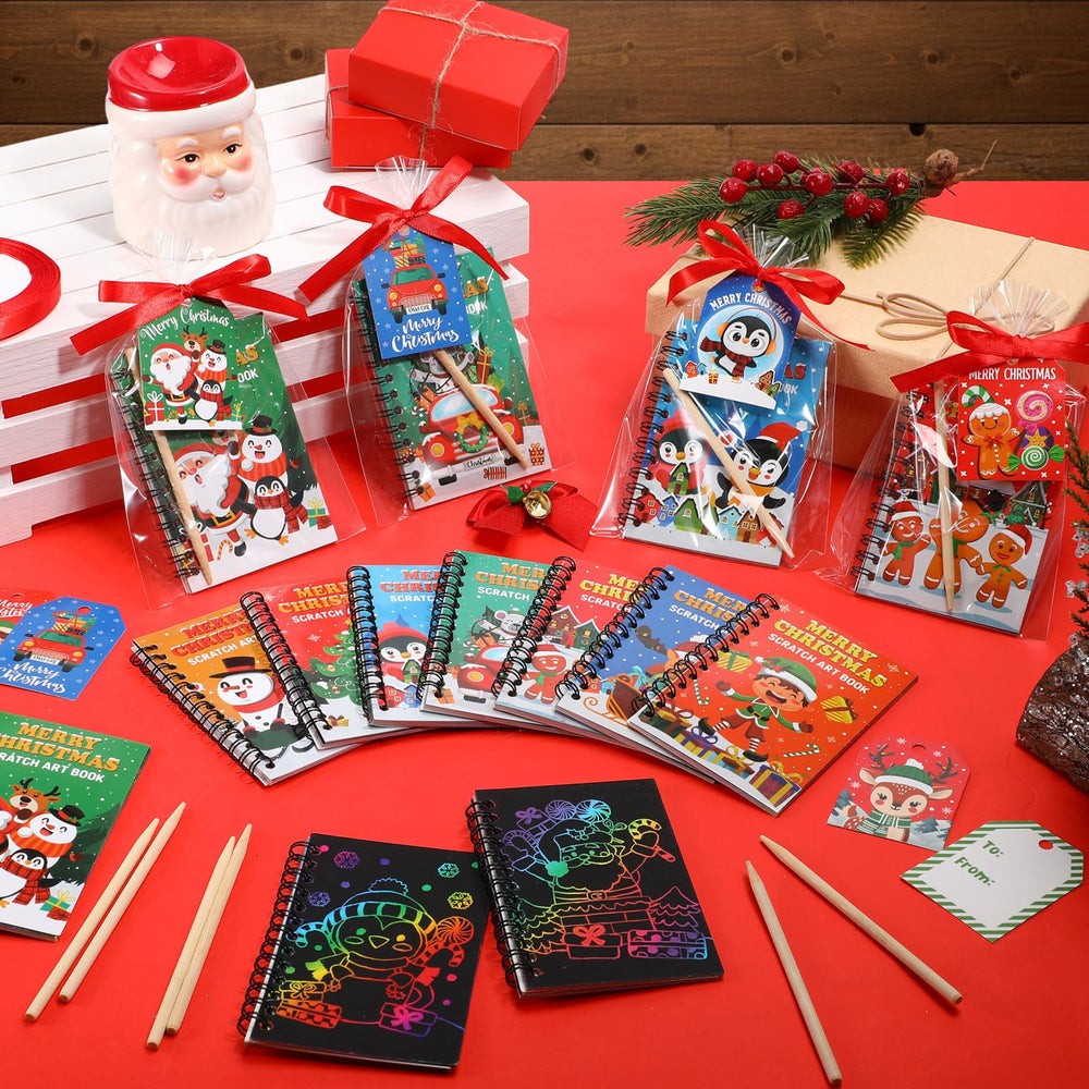Funrous Christmas tags pair with handmade ornaments for gifting.