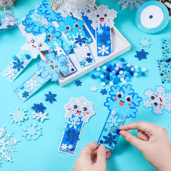 Funrous EVA foam snowflakes blue and white for sparkle.