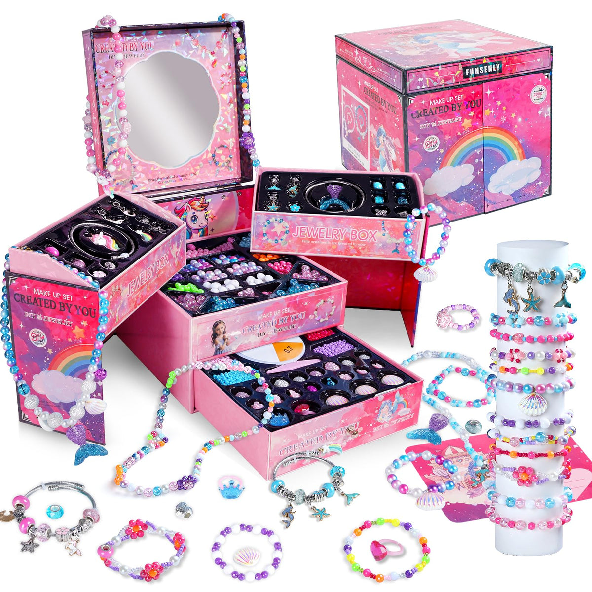 FUNSENLY 2000-piece charm beads pack for creative jewelry making