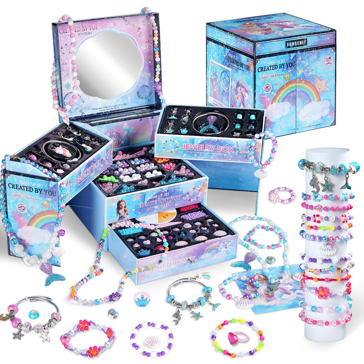 FUNSENLY deluxe jewelry set in a shiny gift box for girl's crafting
