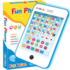Funshpiel Kid Tablet front view showing a colorful learning device for independent play.
