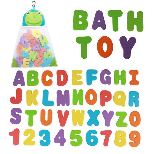 Funsland bath toy letters on wall promote early literacy with sticky colorful foam
