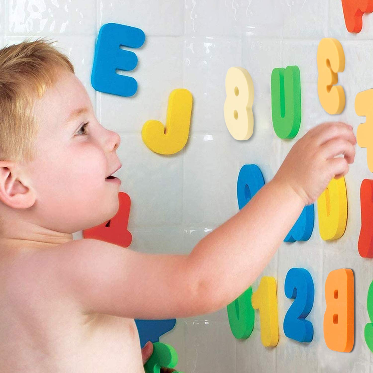 Funsland bath toy numbers on wall stimulate number recognition during bath time