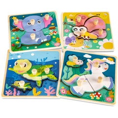 Funsland dinosaurs knob puzzle for toddlers develops fine motor skills