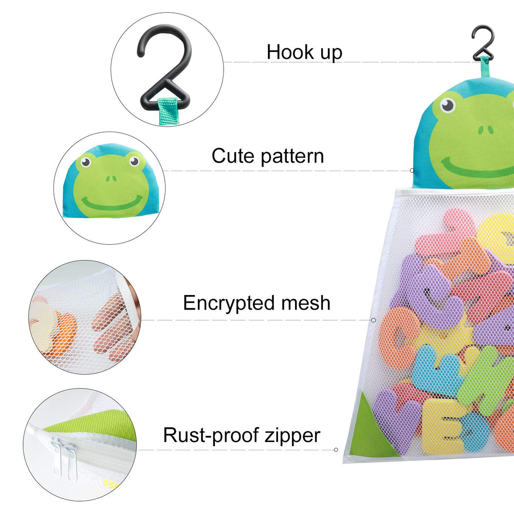 Funsland mesh storage bag keeps toys dry and organized after baths