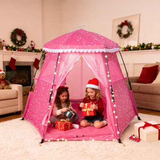 Funsland Princess Pop-up Play Tent interior view for cozy reading and pretend play.