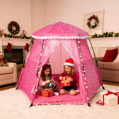 Funsland Princess Pop-up Play Tent interior view for cozy reading and pretend play.