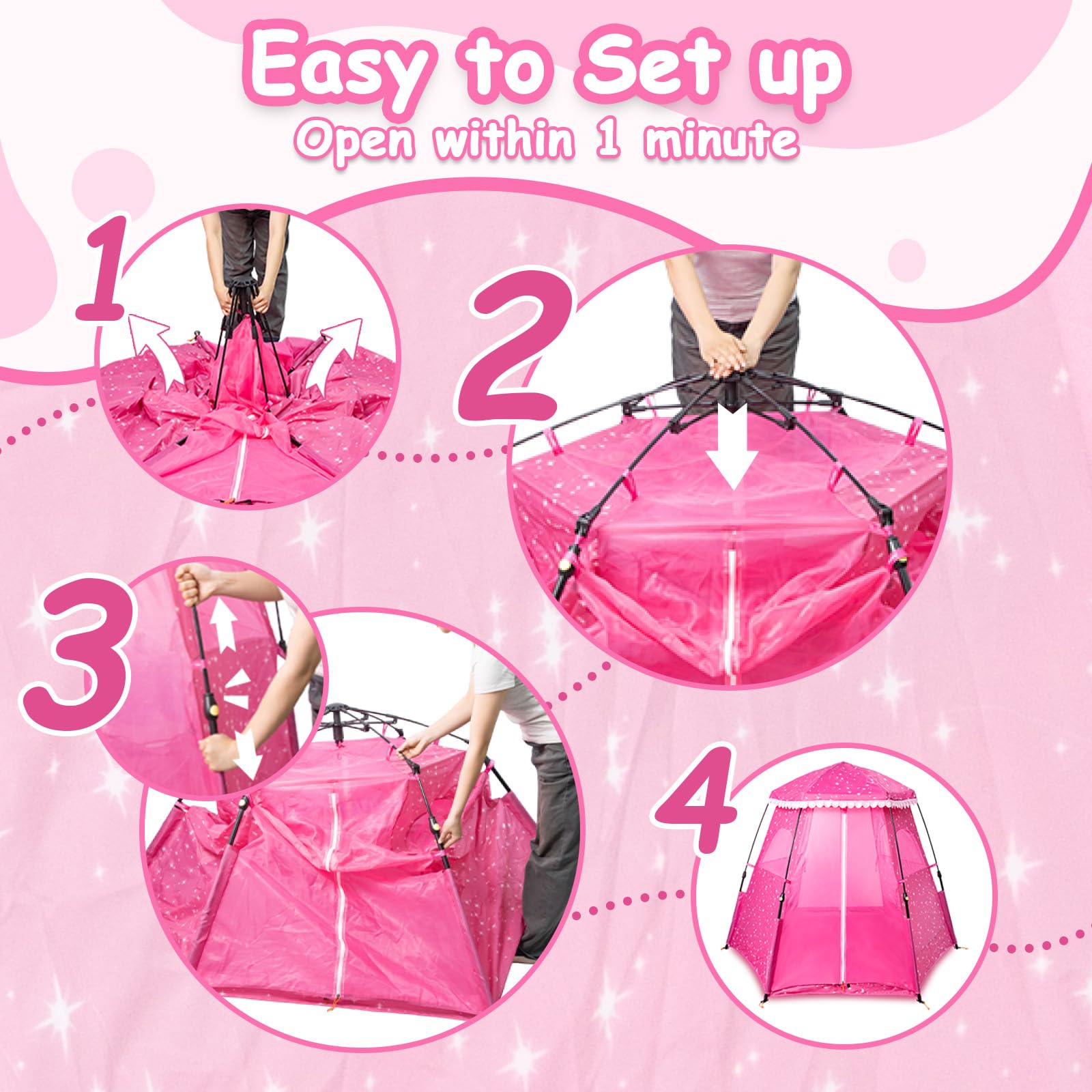 Funsland Princess Pop-up Play Tent folded with bag for travel.