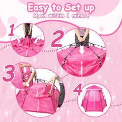 Funsland Princess Pop-up Play Tent folded with bag for travel.