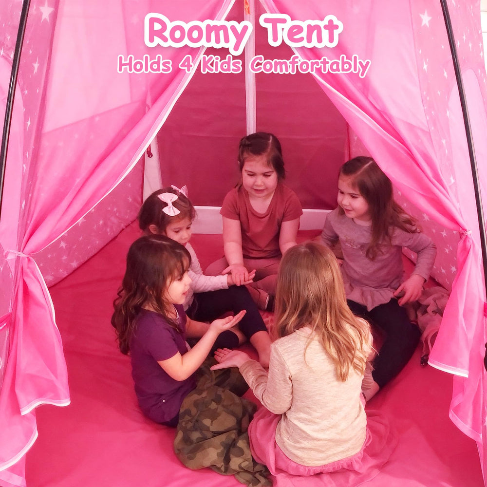 Funsland Princess Pop-up Play Tent outdoor setup with UV canopy for shade.