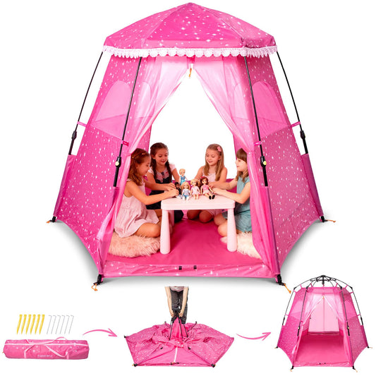 Funsland Princess Pop-up Play Tent setup in minutes for easy indoor fun.