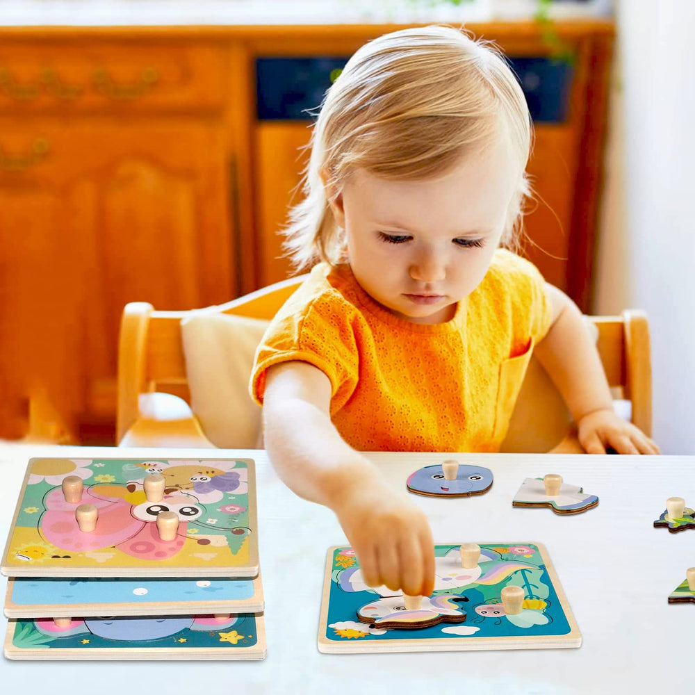 Funsland wooden puzzle board with smooth edges for safe play