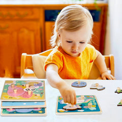 Funsland wooden puzzle board with smooth edges for safe play