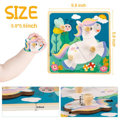 Funsland wooden puzzle with handles for easy grip by small hands