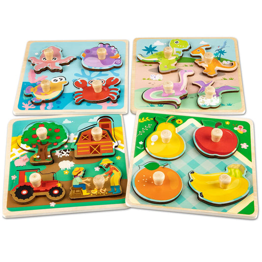 Funsland dinosaur puzzle with handles for fine motor play.