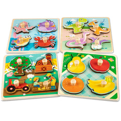 Funsland dinosaur puzzle with handles for fine motor play.