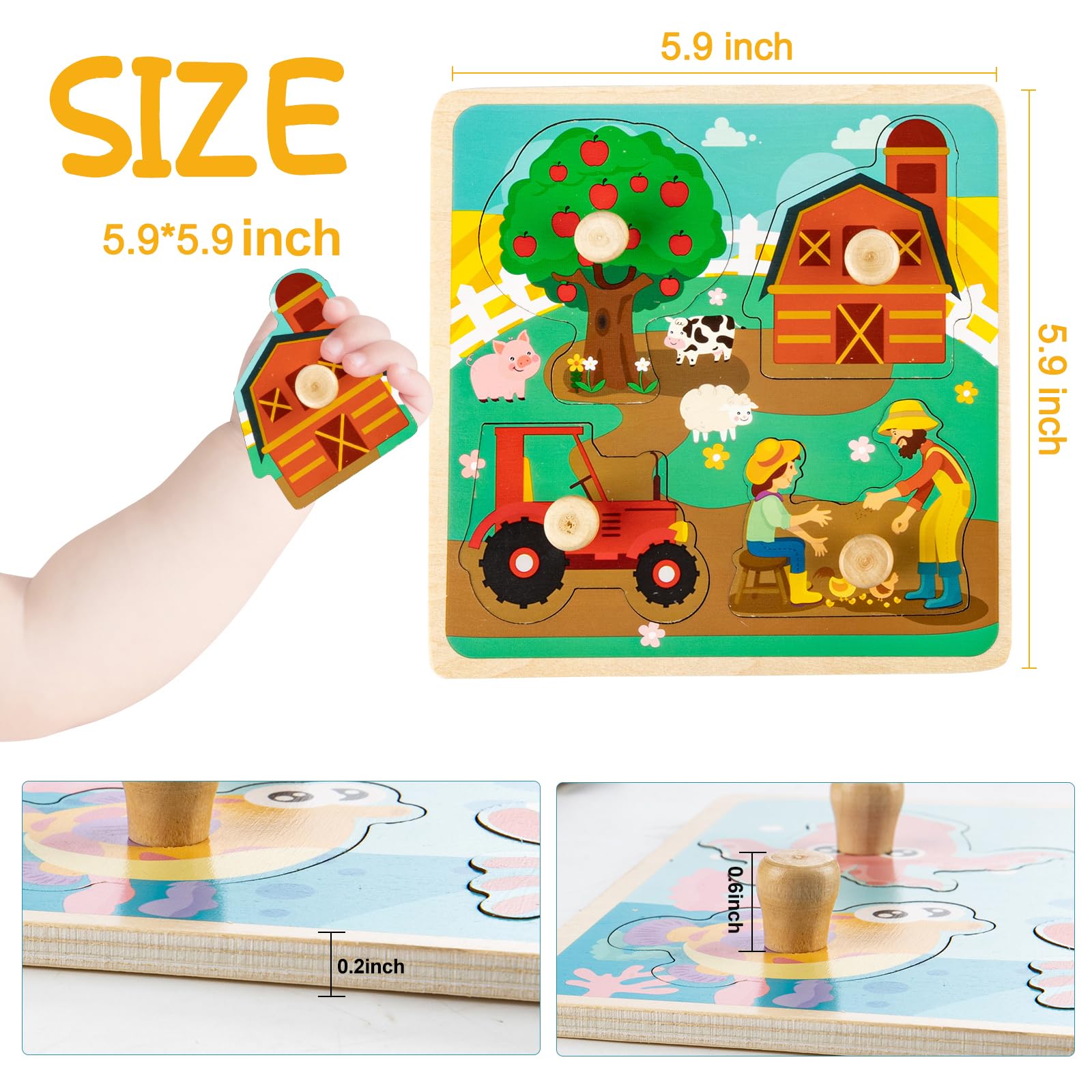 Funsland wooden blocks are large and durable for little hands.
