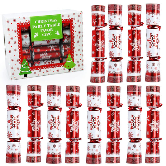 FunsLane 12-pack table favors with red-white snowflakes for festive decor and surprises