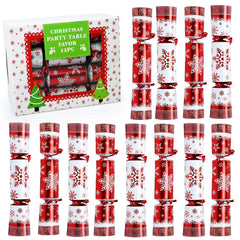 FunsLane 12-pack table favors with red-white snowflakes for festive decor and surprises