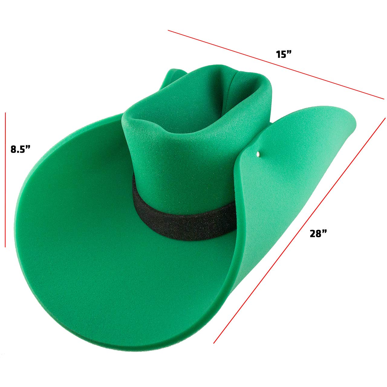 FUNSTITUTION Large foam cowboy hat fits most head sizes, easy to pack for trips.