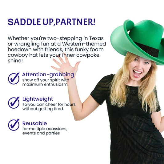FUNSTITUTION Oversized cowboy hat, red foam, great for costume dances and rodeo-themed nights.