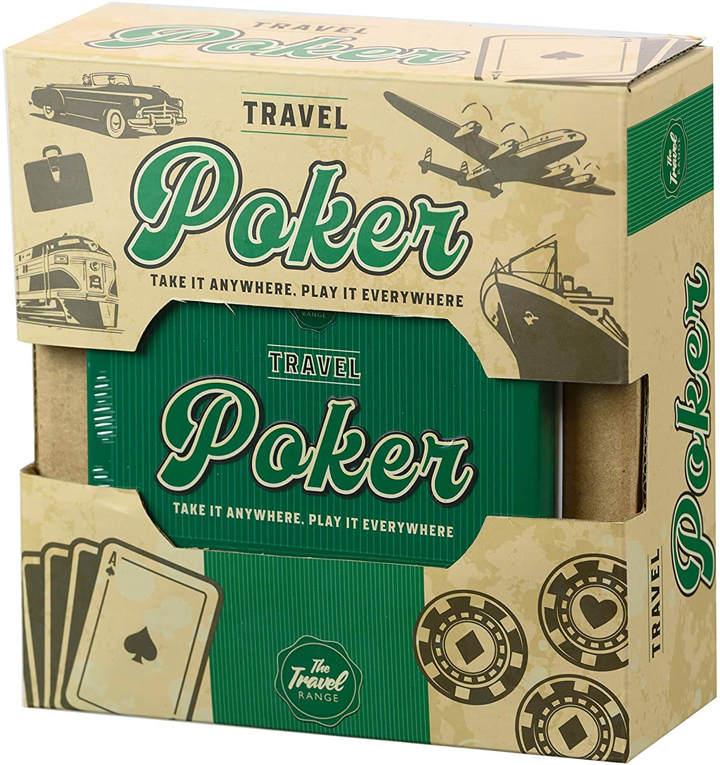 Funtime Gifts 108 poker chips in a travel tin for quick, social play.