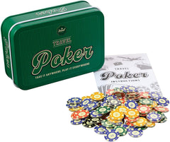 Funtime Gifts travel poker set tin, compact design for effortless on-the-go games.