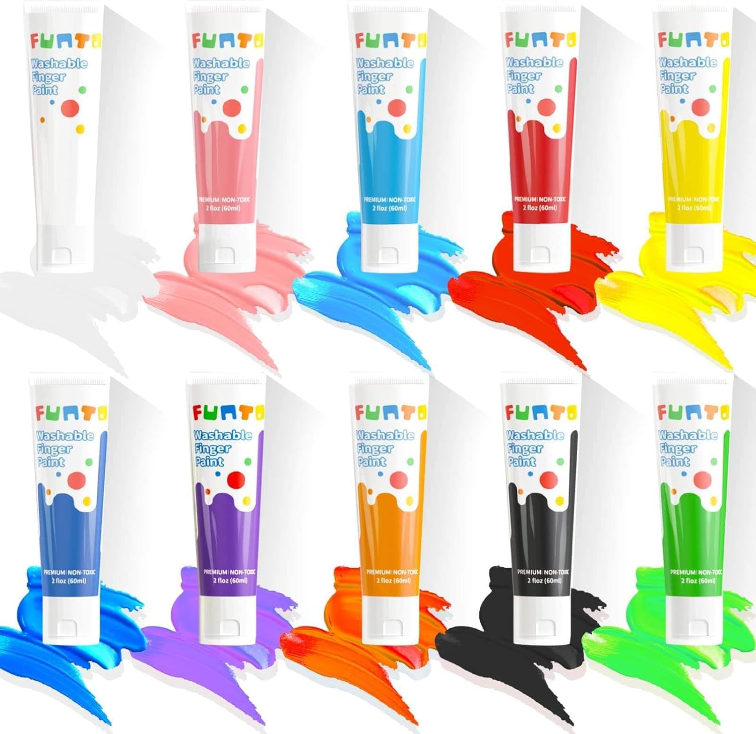 Funto ten bright color tubes display vivid hues for playful learning