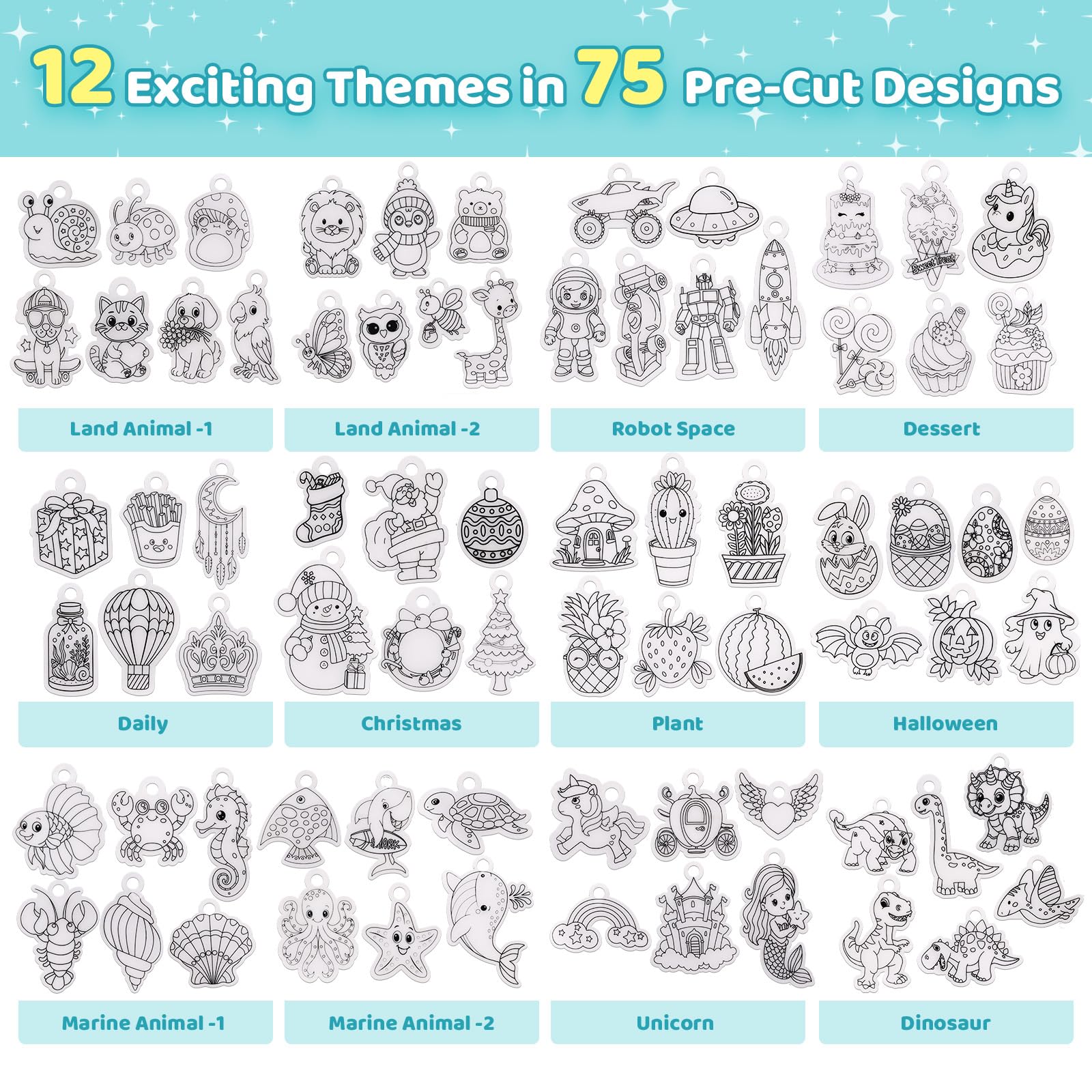 Funtopia Shrinky Dink process: color bake and shrink into durable charms.