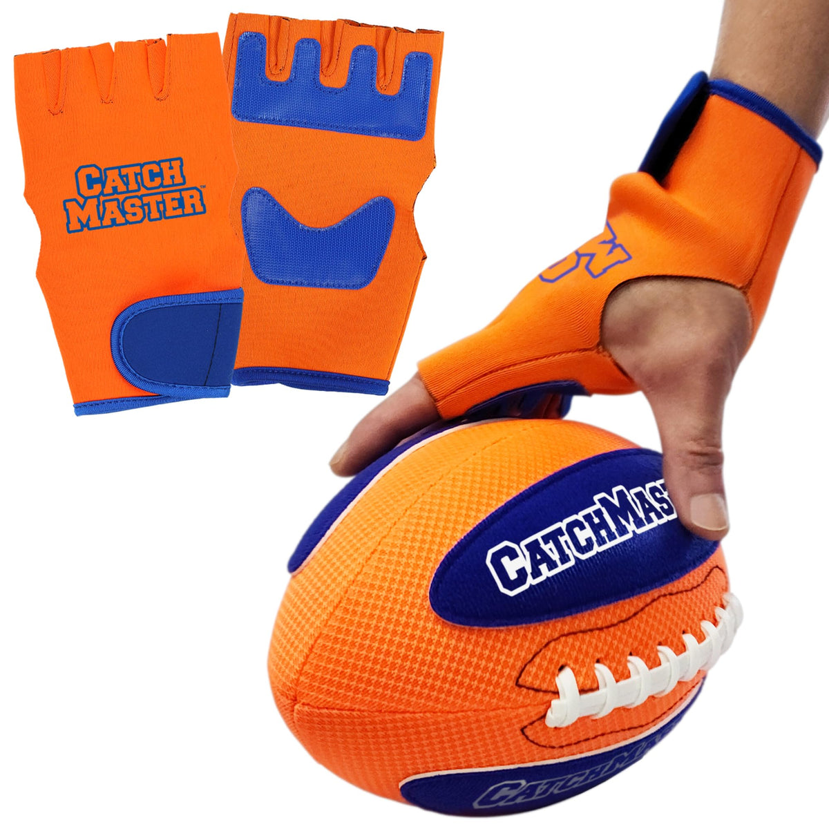 Funwares CatchMaster water ball close-up with secure hook-and-loop grip for land and water play