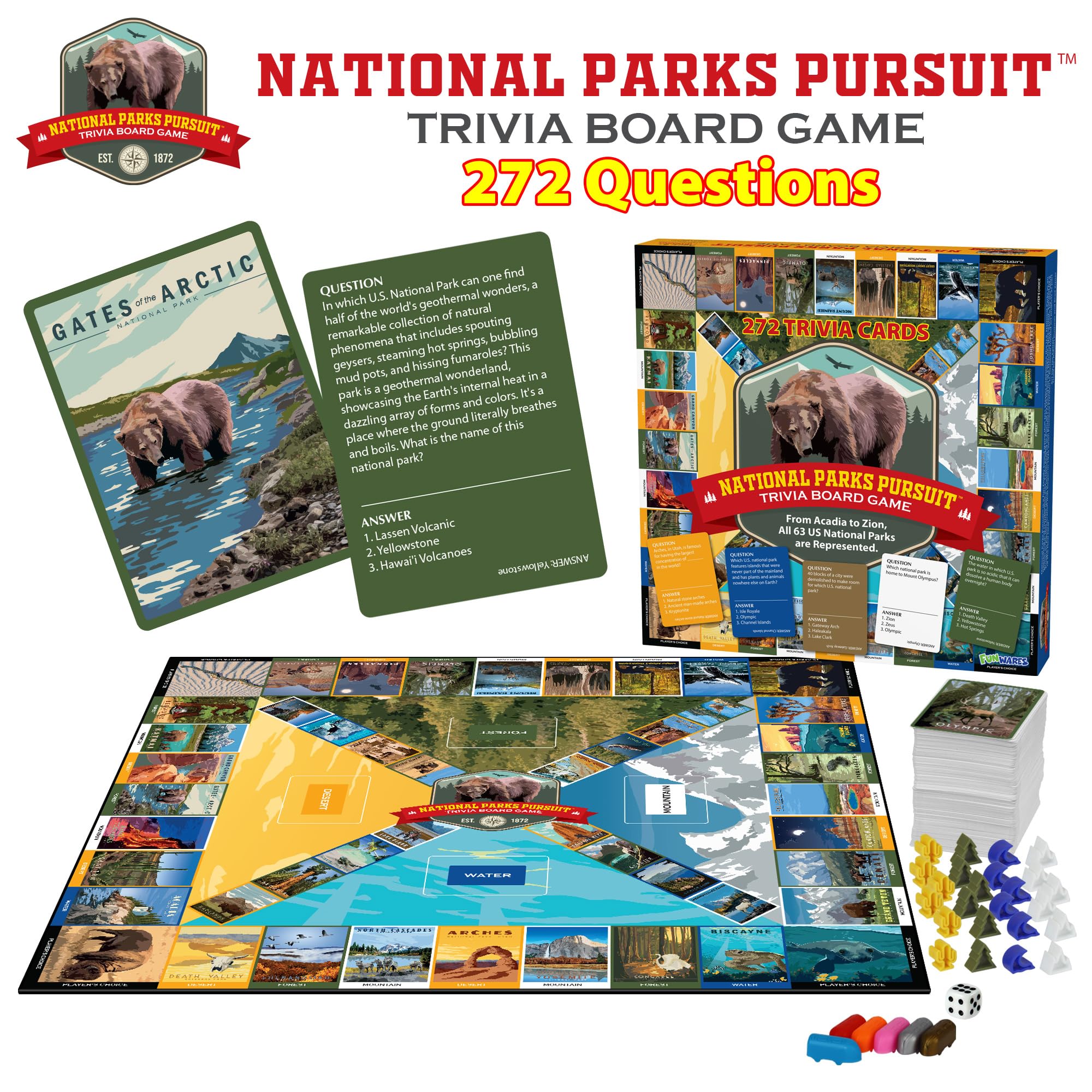 Answer pieces showing progress in Funwares National Parks Pursuit