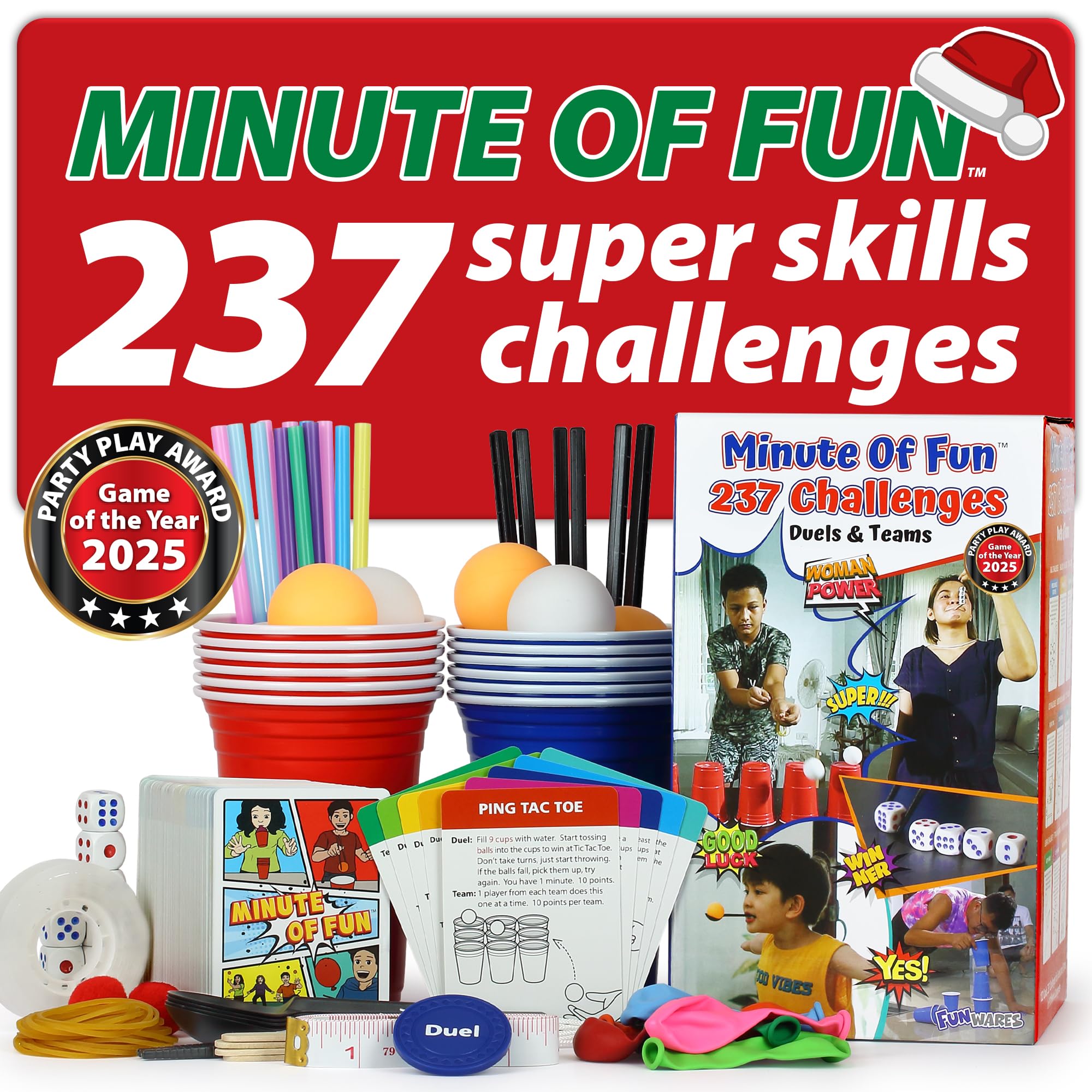 Funwares Original 237 Minute of Fun Games: Ping Pong Hop setup for fast family fun.