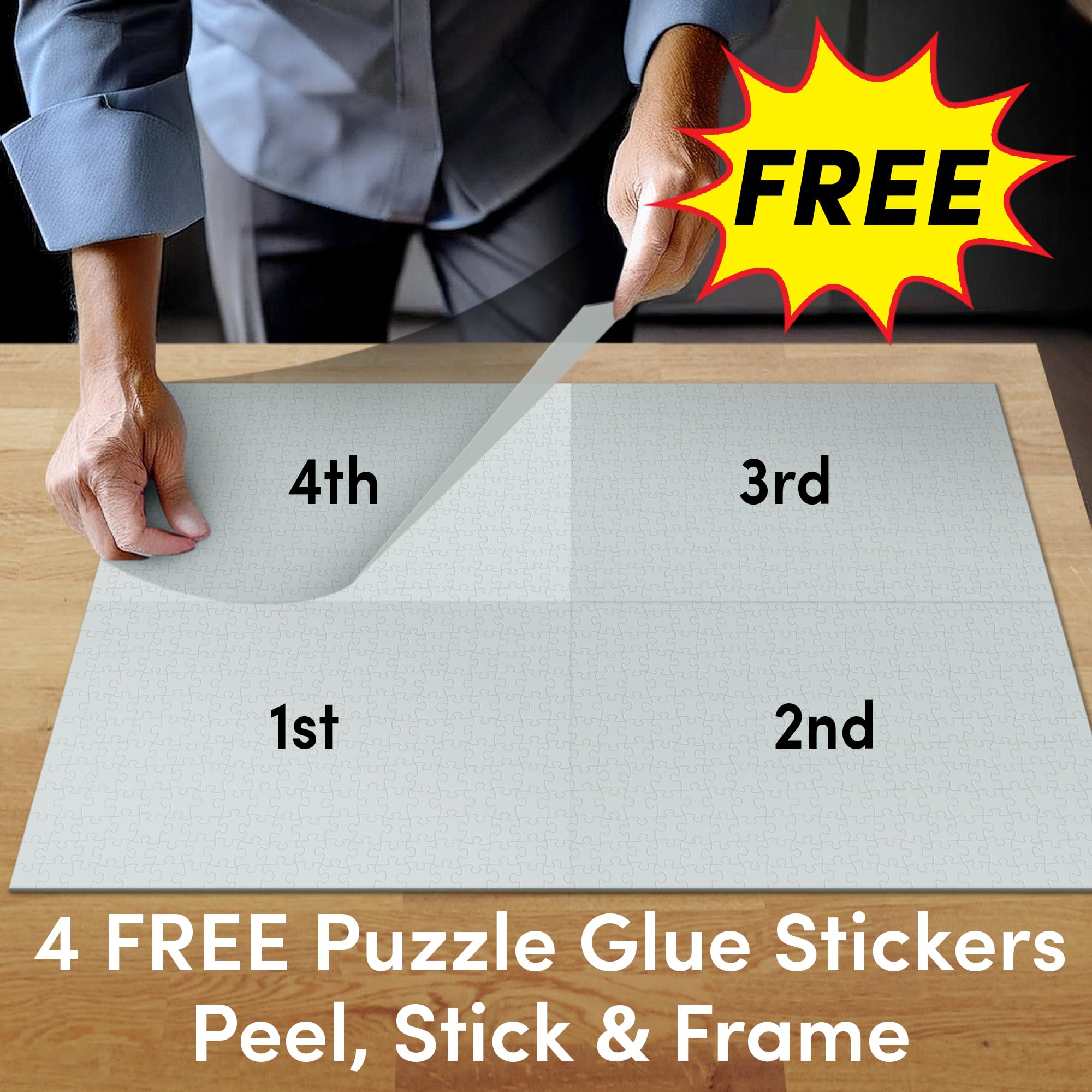 Funwares puzzle frame click-clip assembly enables quick setup without tools