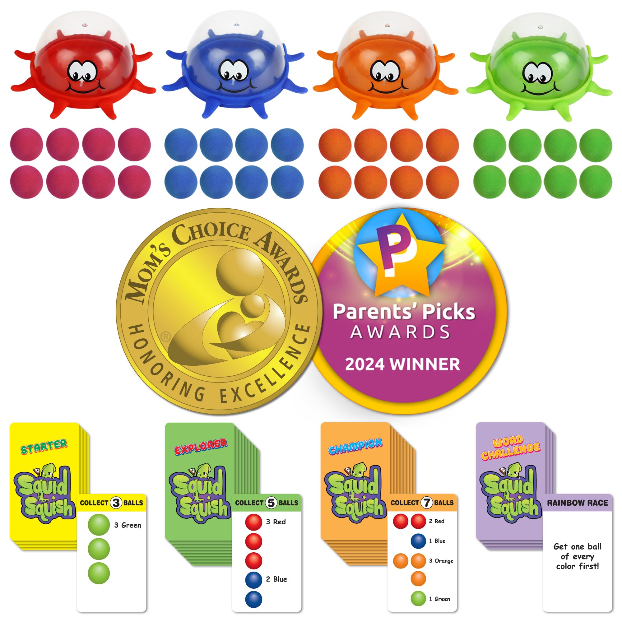 Funwares Squid Squish foam balls ready for fast-paced color collection