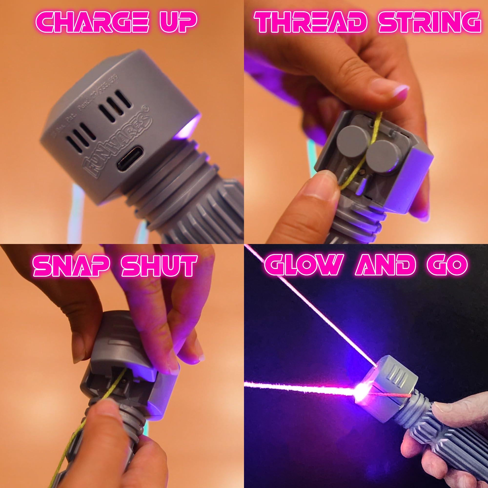 Funwares String Thing built-in blacklight illuminating the string for vibrant visuals