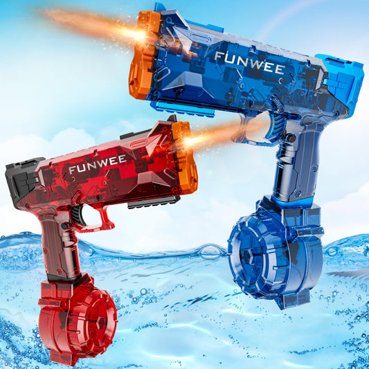 Funwee electric water gun with light-up mode for enhanced night play.
