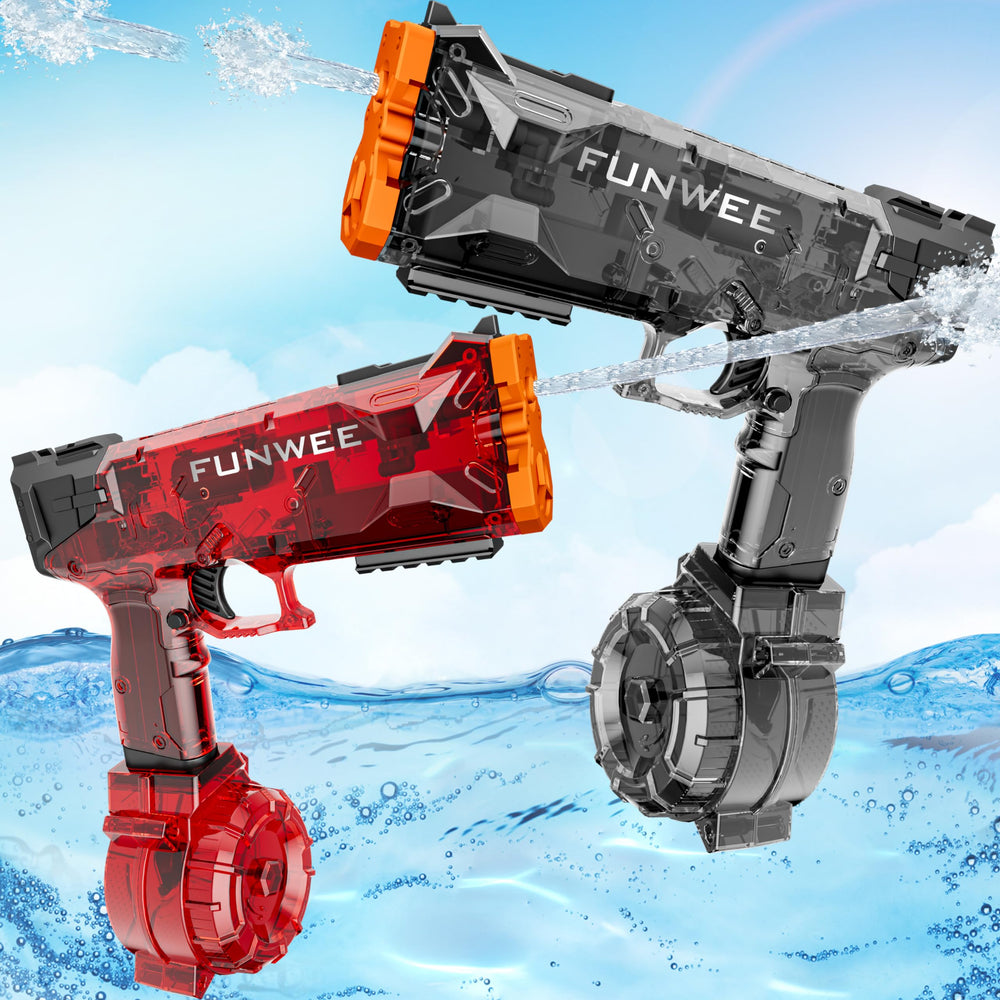 Funwee 2-pack electric water gun blaster, ideal for pool battles.