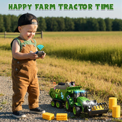 Funwee cow figure green; complements the farm toy set.