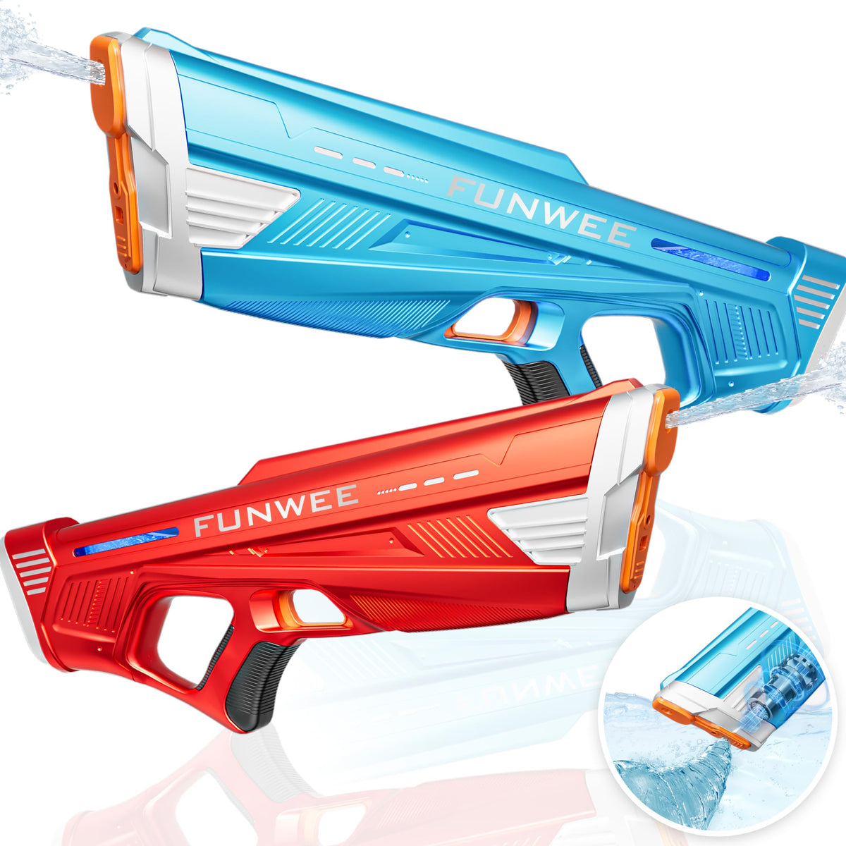 Funwee electric water gun battery-operated for long-range pool battles.