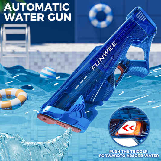 Funwee electric water gun long-range squirt capability for epic pool party skirmishes.