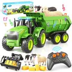 Funwee RC farm tractor toy green; ideal for imaginative play.