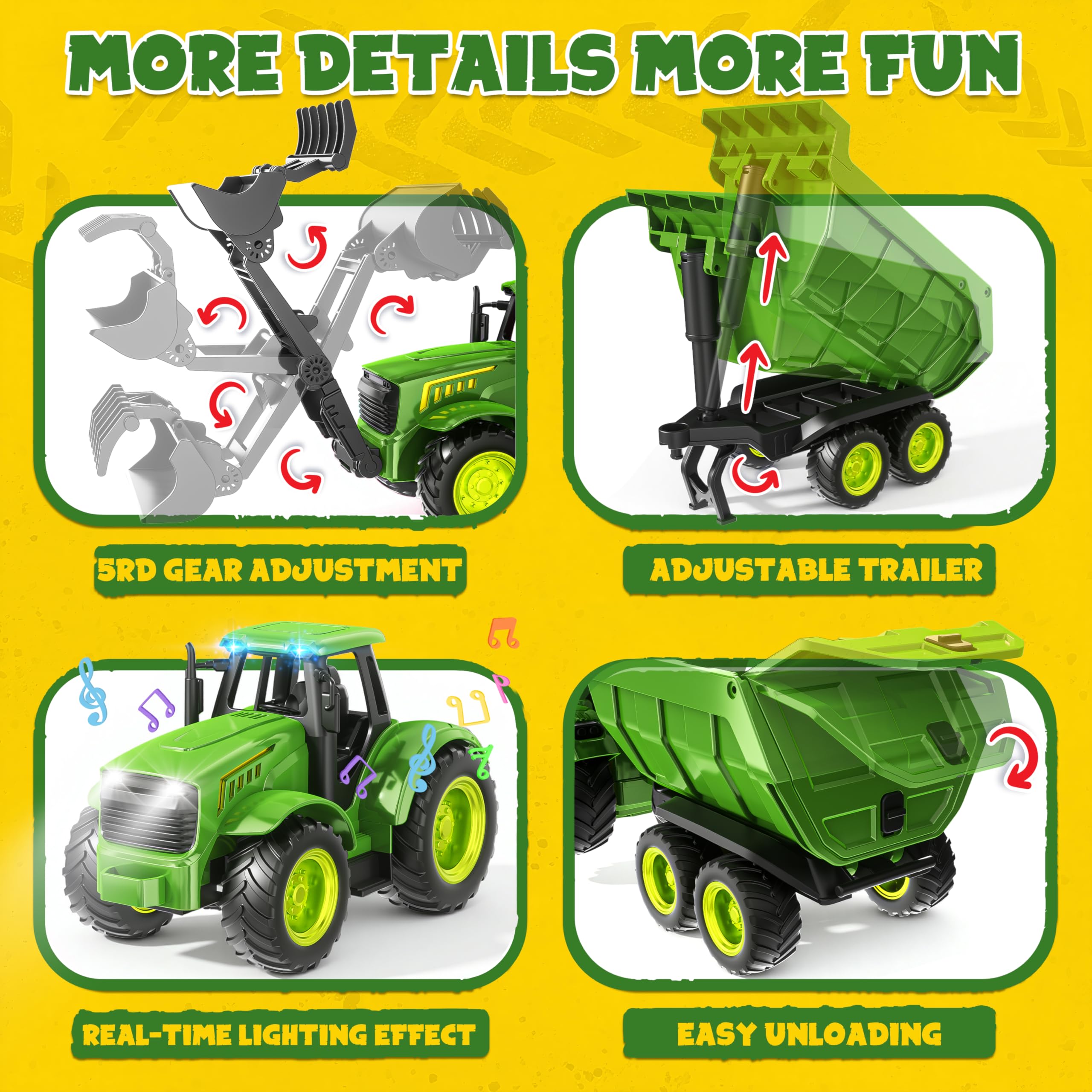 Funwee front loader green; great for interactive digging play.