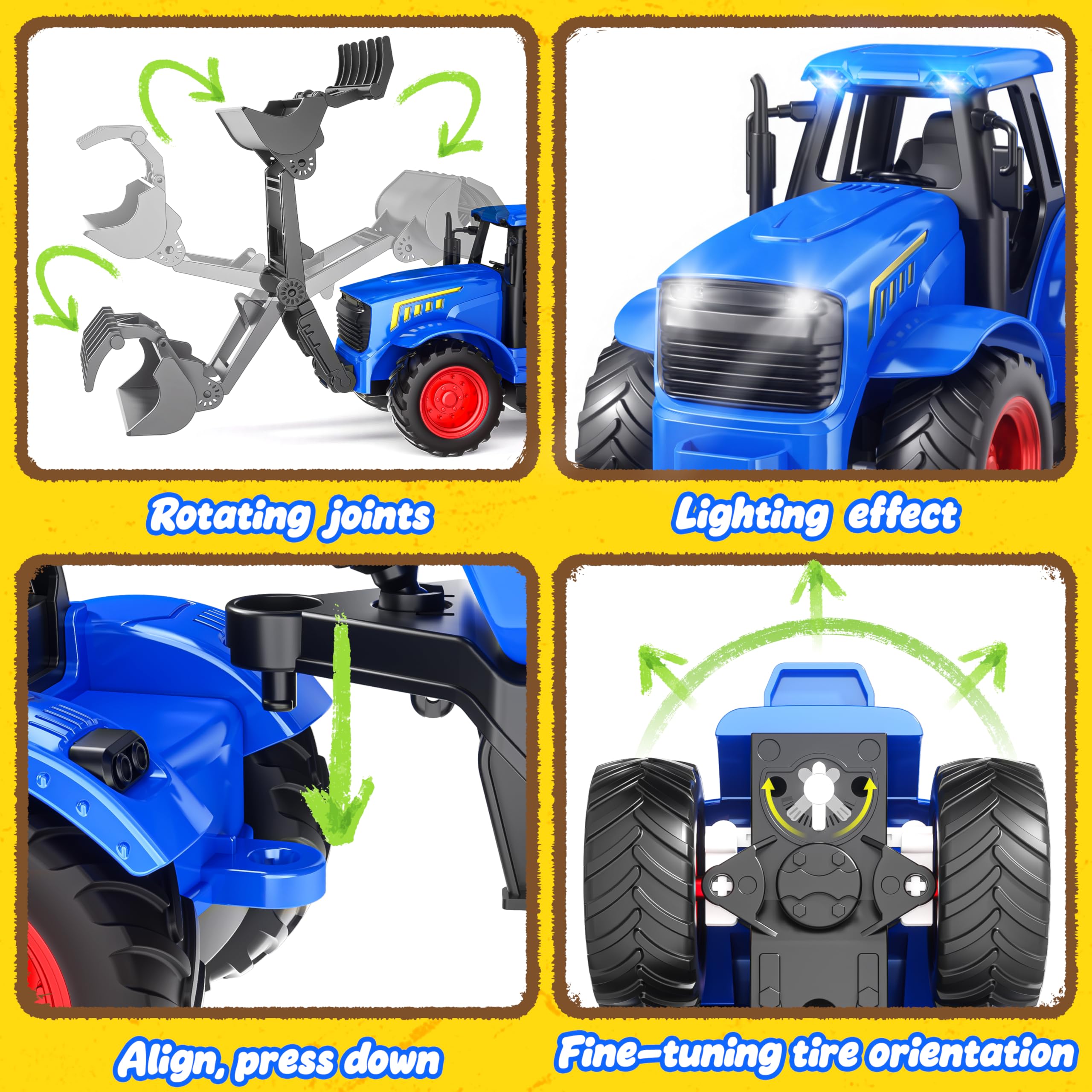Funwee RC Tractor blue cow and sheep set adds lifelike barnyard companions