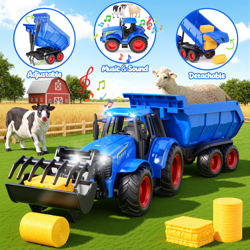 Funwee RC Tractor blue remote control for precise steering