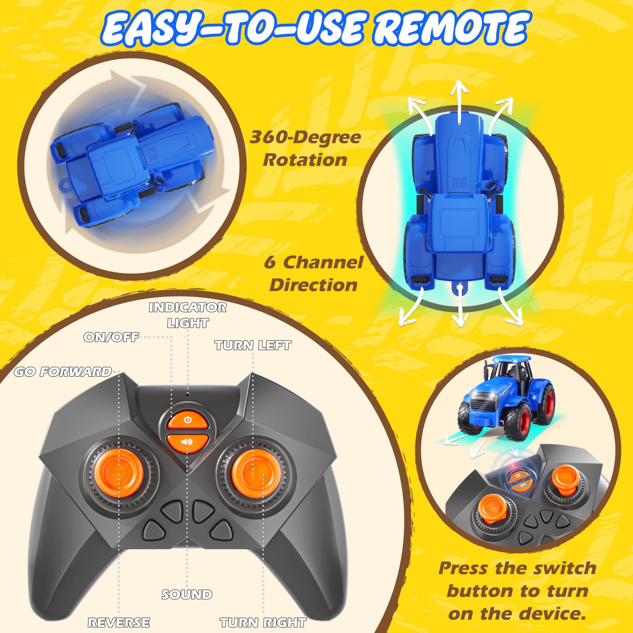 Funwee RC Tractor blue trailer for pretend farm hauls and transport