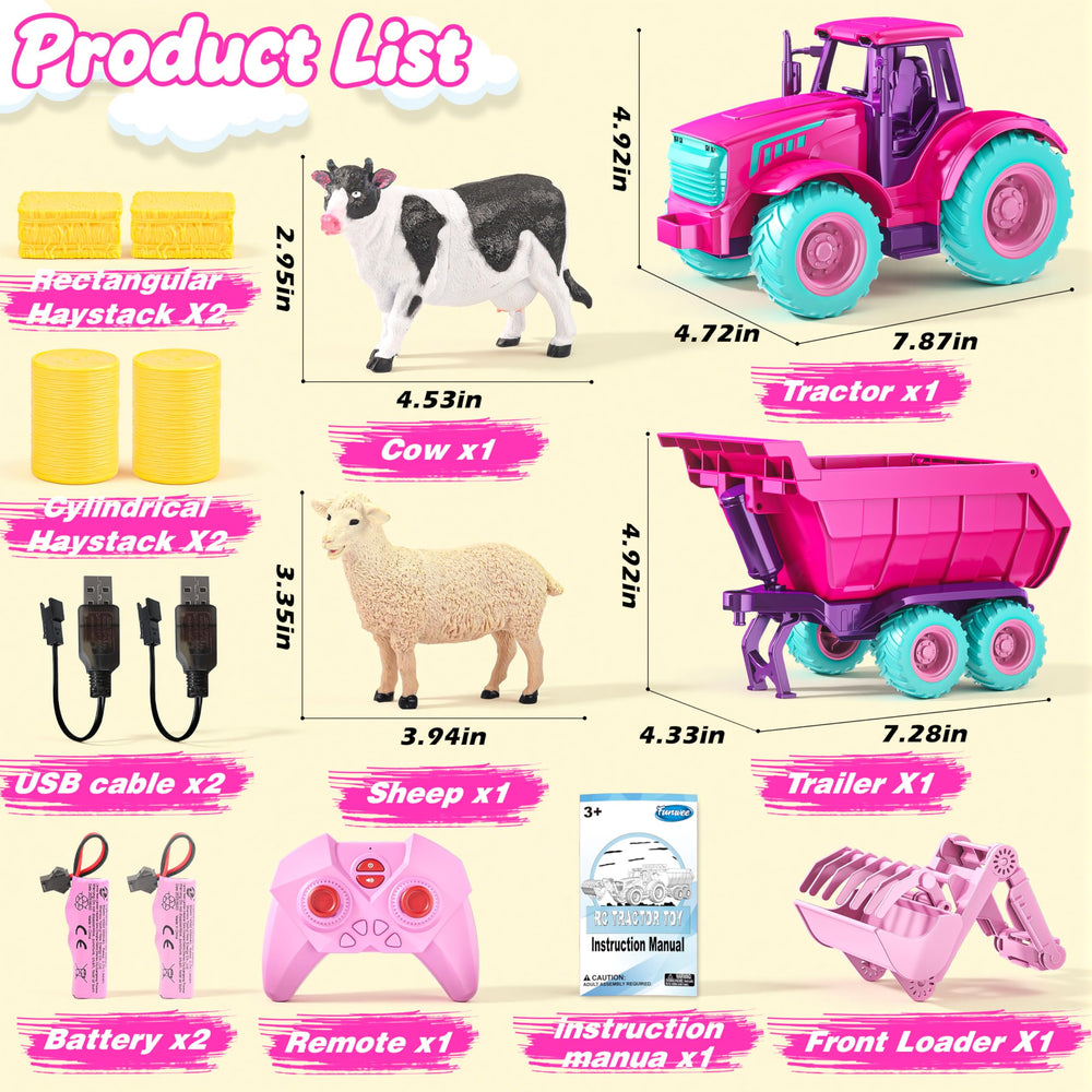 Funwee RC tractor toy set rechargeable battery pack for extended play