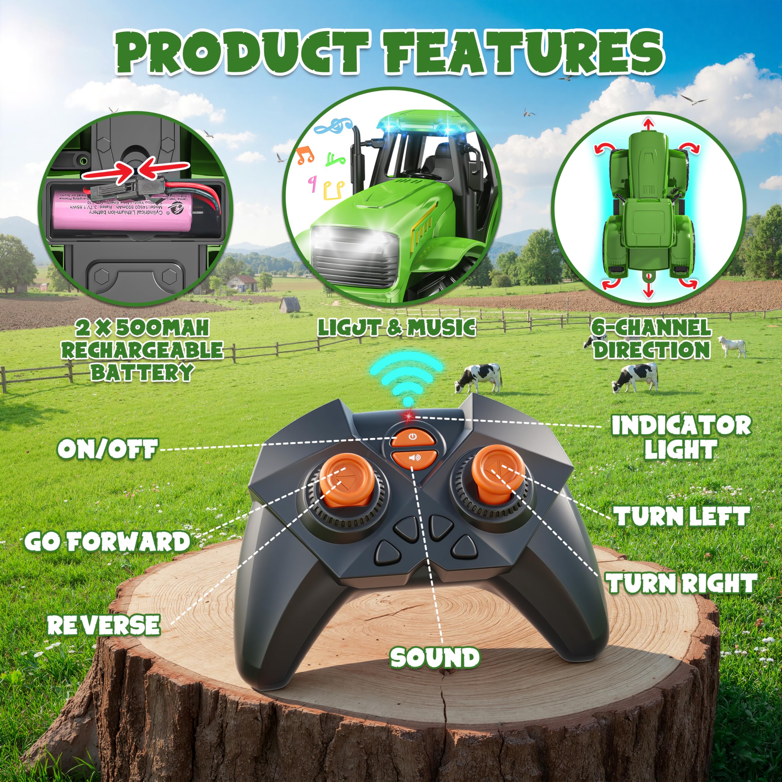 Funwee RC trailer green; perfect for realistic farm transport play.