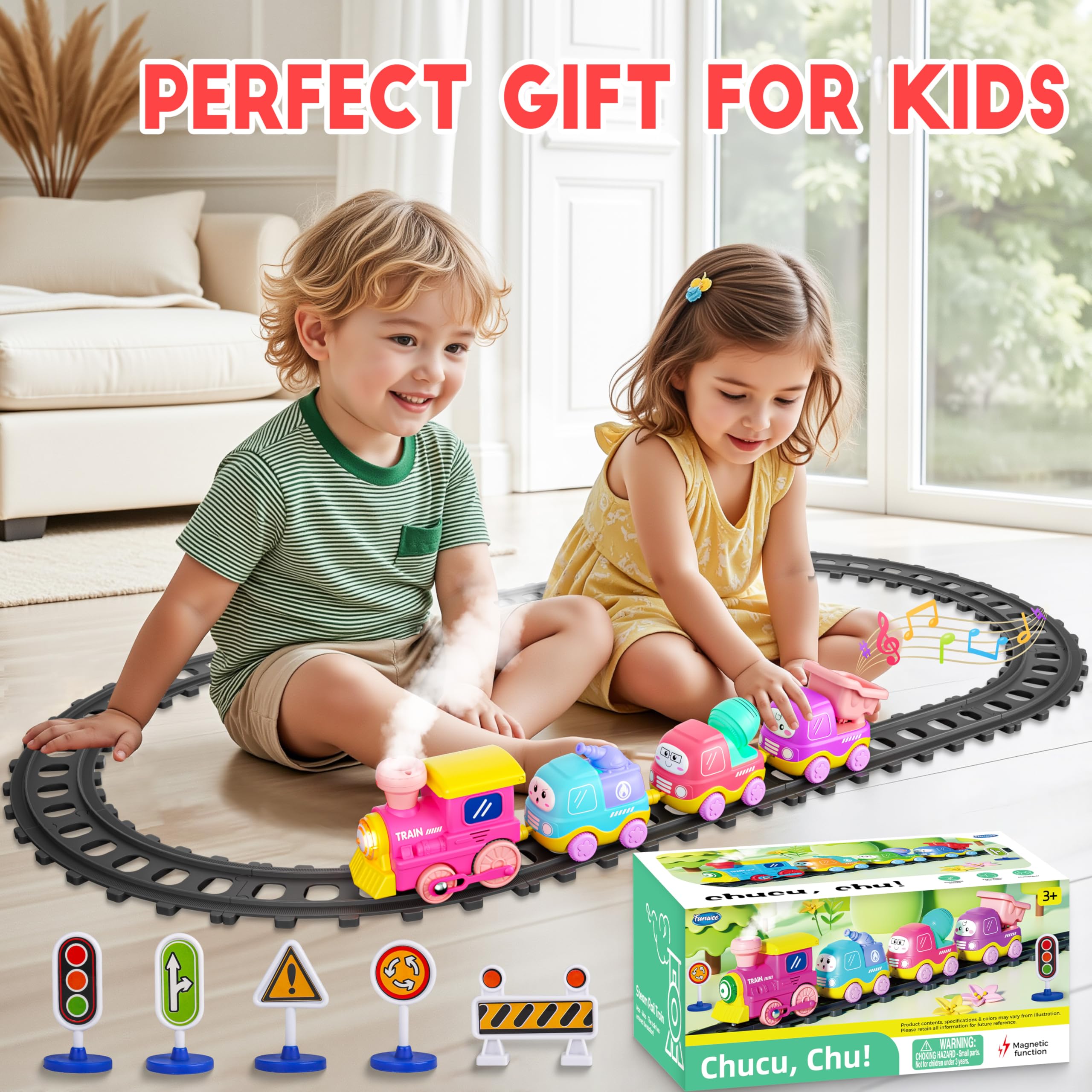 Funwee Steam Track traffic signs support scenario-based storytelling and learning.